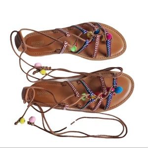 Mossimo Pom Pom Lace Up Gladiator Sandal Shoes 10